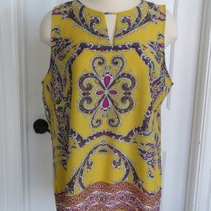Violet & Claire Yellow with Peekaboo scroll design Sleeveless Blouse